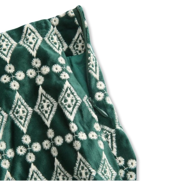 Cider Velvet Green /White Jacquard Printed High Waist Mini Skirt Size Small NWT - Picture 4 of 9